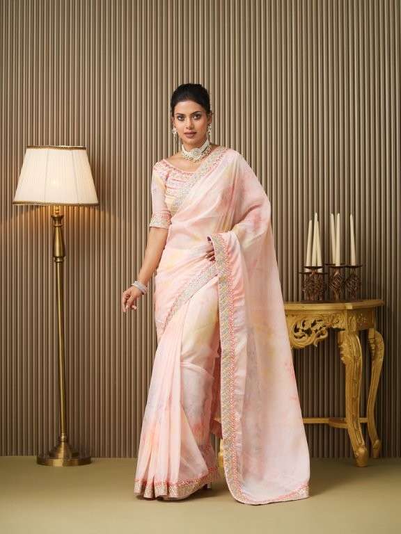 DL-001 BY ASLIWHOLESALE DESIGNER PURE ORGANZA EMBROIDERY PRINTED SAREES-00177