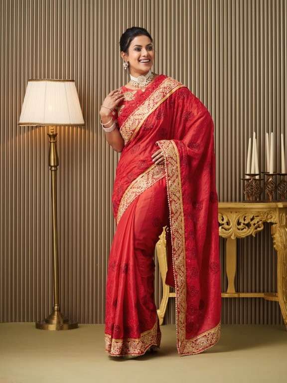 DL-009 BY ASLIWHOLESALE DESIGNER PURE SATIN EMBROIDERY PRINTED SAREES-00177