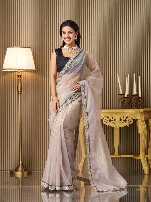 DL-033 BY ASLIWHOLESALE DESIGNER PURE ORGANZA EMBROIDERY PRINTED SAREES-00177