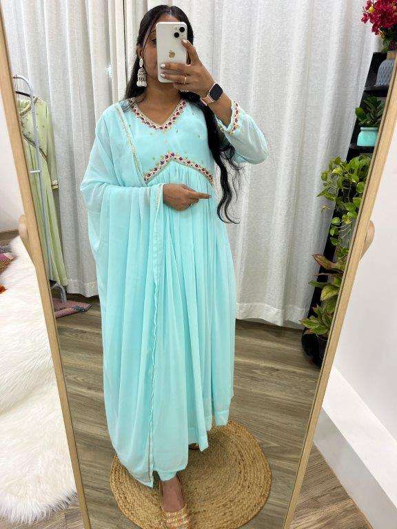 DN-354 BY ASLIWHOLESALE DESIGNER PURE FAUX GEORGETTE DRESSES-00232