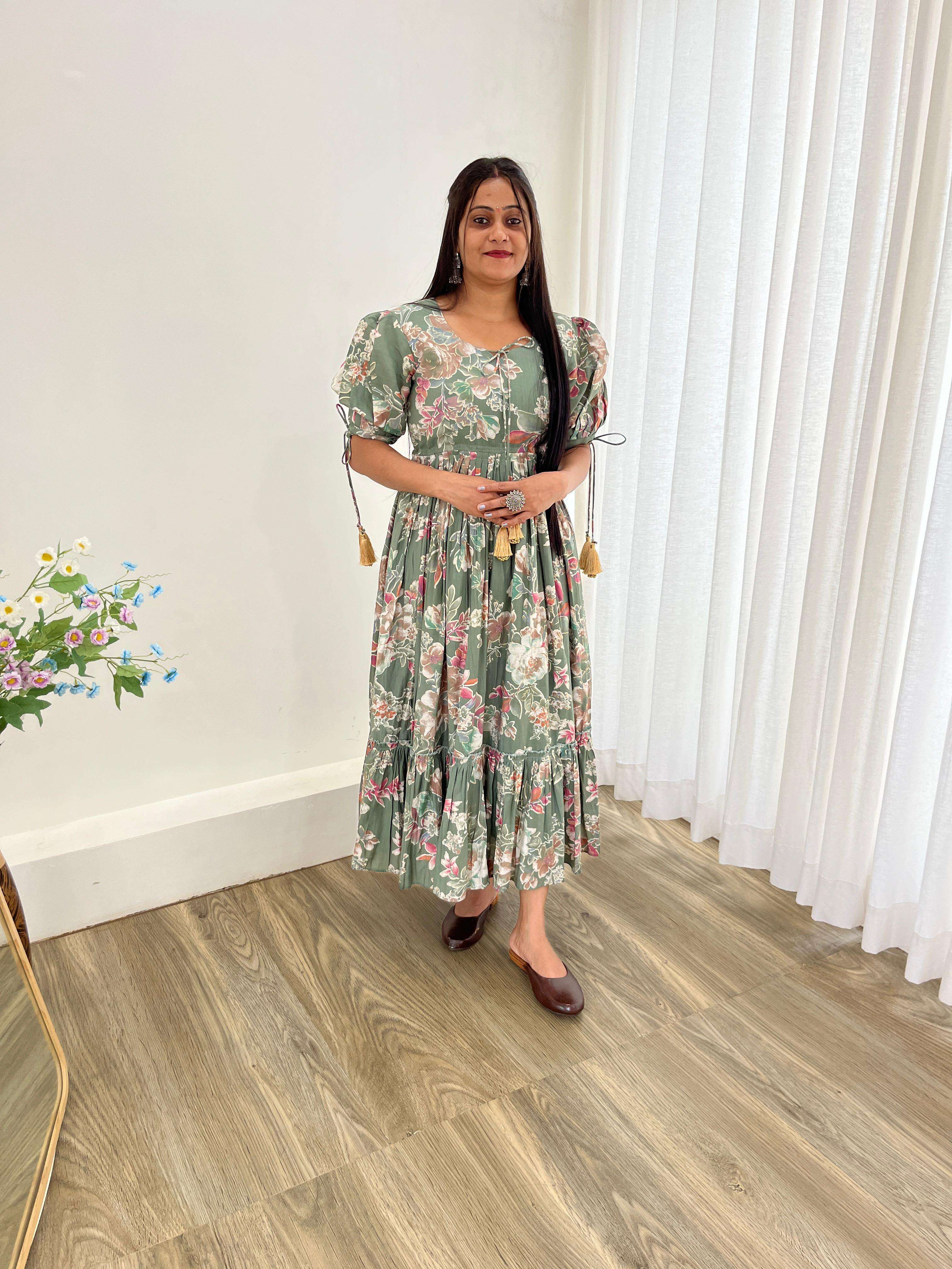 DN-396 COLOUR BY ASLIWHOLESALE DESIGNER PURE ROMAN SILK PRINTED GOWN-00232