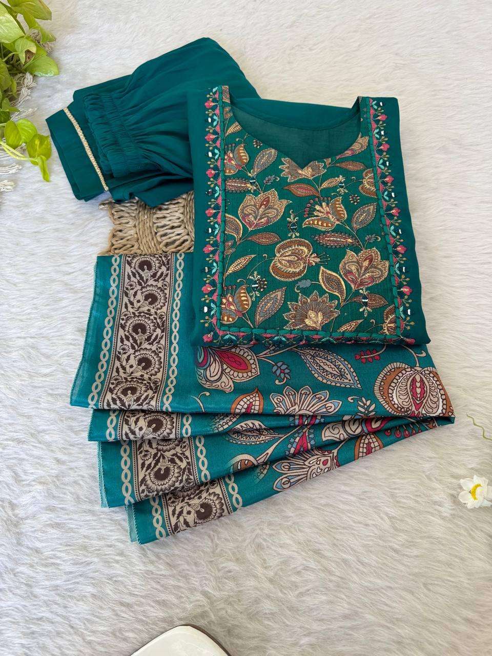 DN-422 BY ASLIWHOLESALE DESIGNER PURE ROMAN SILK PRINTED DRESSES-00232
