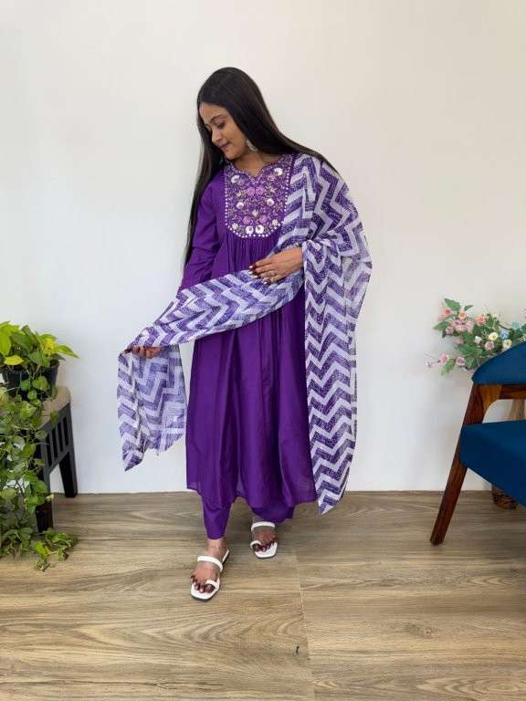 DN-471 BY ASLIWHOLESALE DESIGNER PURE VISCOSE MUSLIN SILK EMBROIDERY PRINTED DRESSES-00232