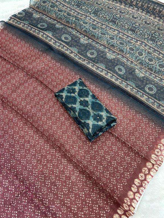 FALONI VOL-61 BY ASLIWHOLESALE DESIGNER PURE LINEN COTTON PRINTED SAREES-00268