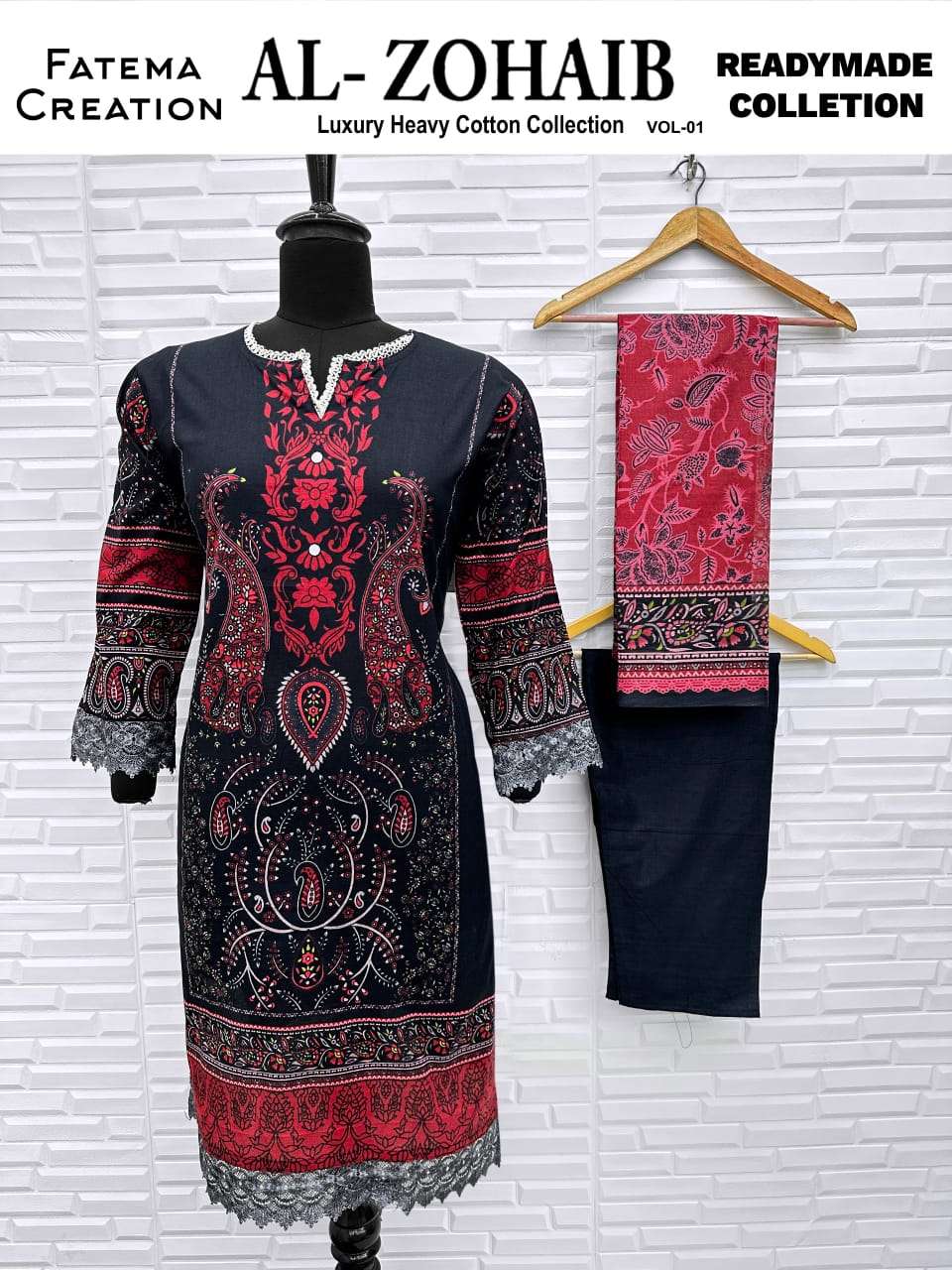FATIMA FAB ALZOHAIB VOL-1 1001 TO 1006 SERIES PURE LAWN COTTON PRINTED EMBROIDERY DRESSES-00015