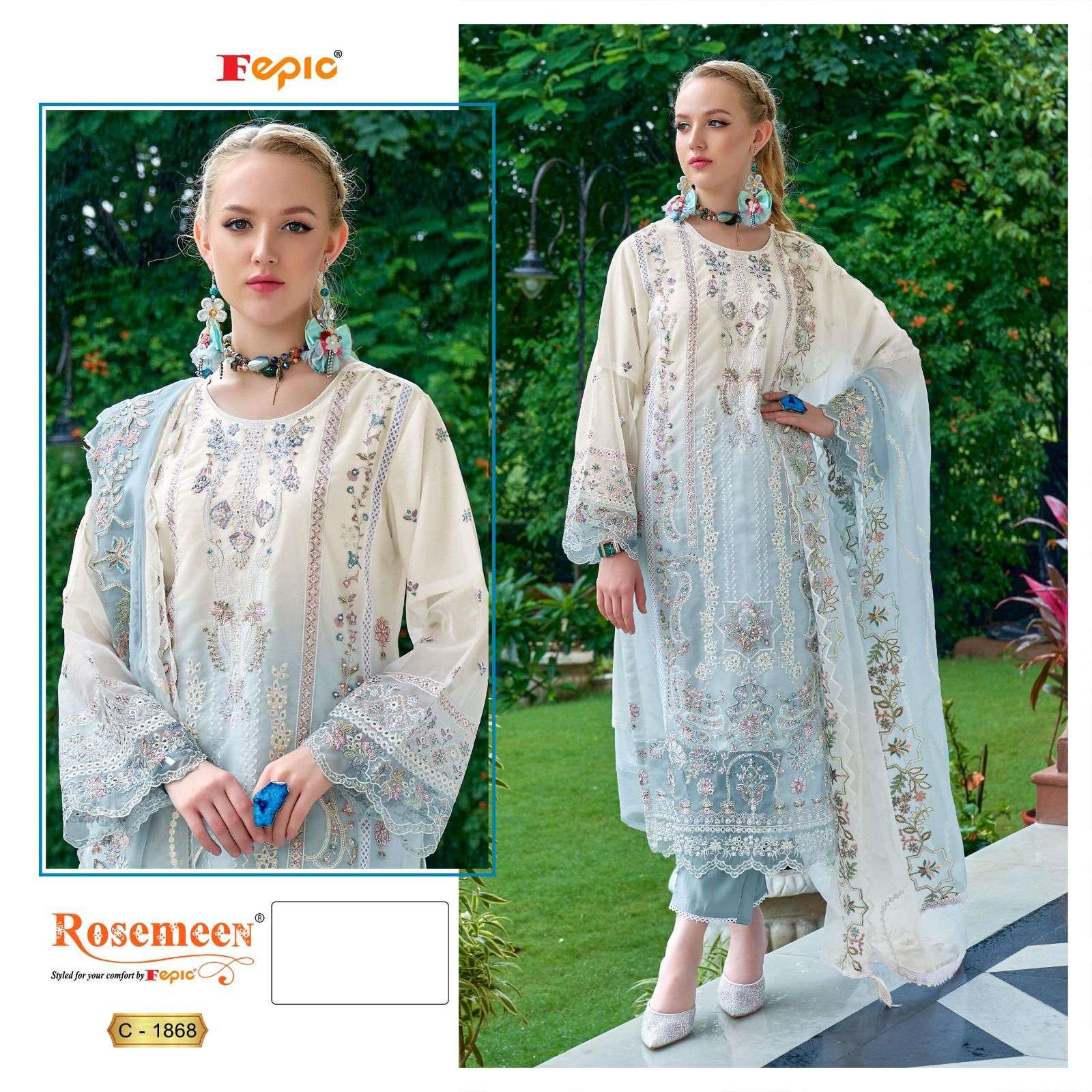 FEPIC ROSEMEEN C-1868 HEAVY ORGANZA EMBROIDERY PAKISTANI DRESSES-00201