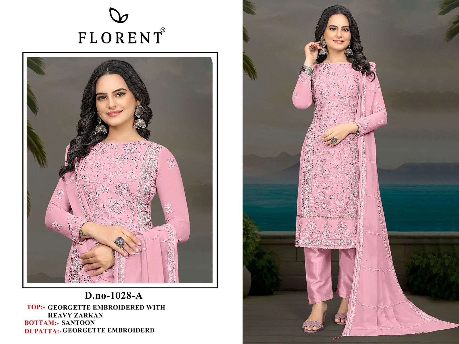 FLORENT 1028 DESIGNER HEAVY EMBROIDERY GEORGETTE PAKISTANI DRESSES-00062