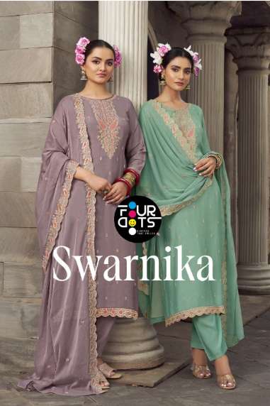 FOUR DOTS SWARNIKA 1831 TO 1834 SERIES VISCOSE MUSLIN HAND WORK DRESSES-00028