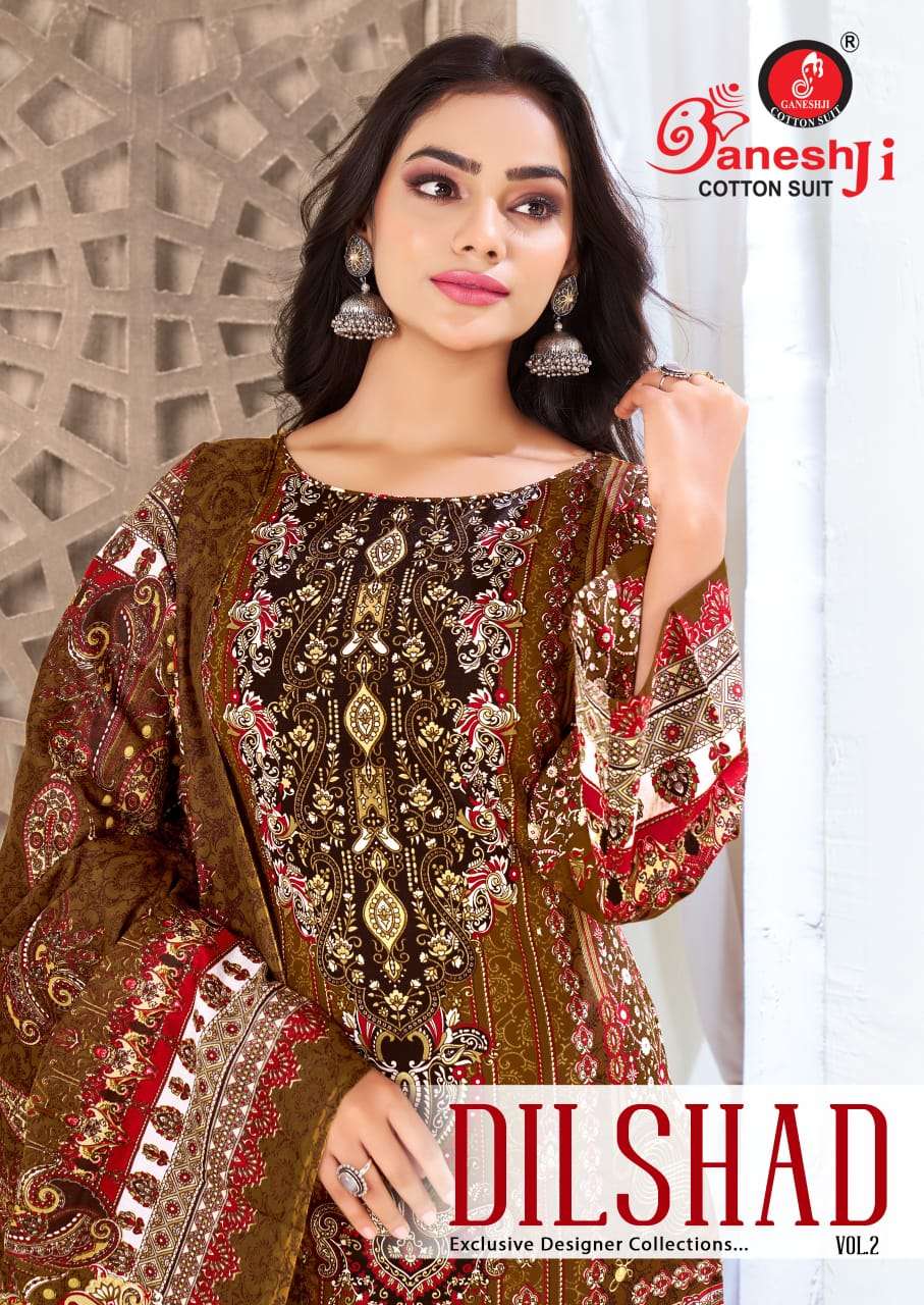 GANESHJI DILSHAD VOL-2 2001 TO 2008 SERIES PURE COTTON PRINTED DRESSES-00015