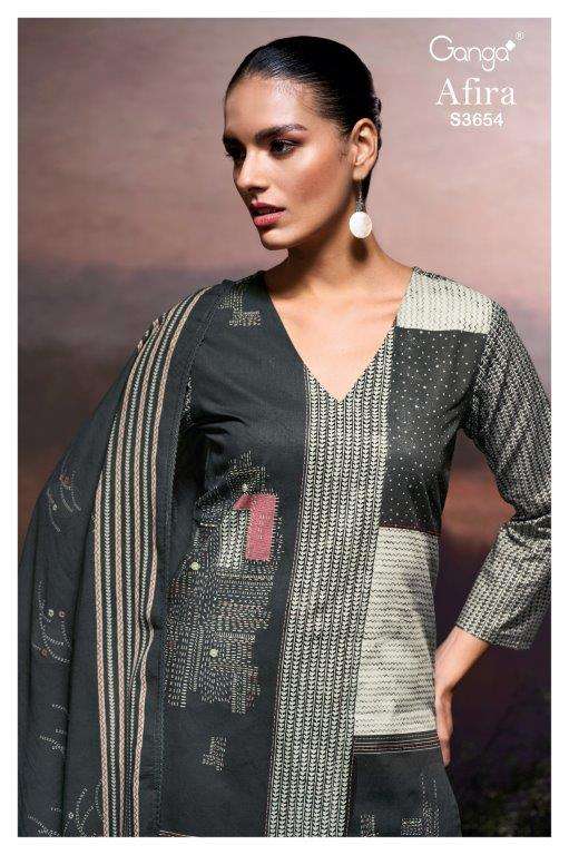 GANGA FASHION AFIRA S3654-A TO S3654-D SERIES PURE COTTON PRINTED  DRESSES-00252
