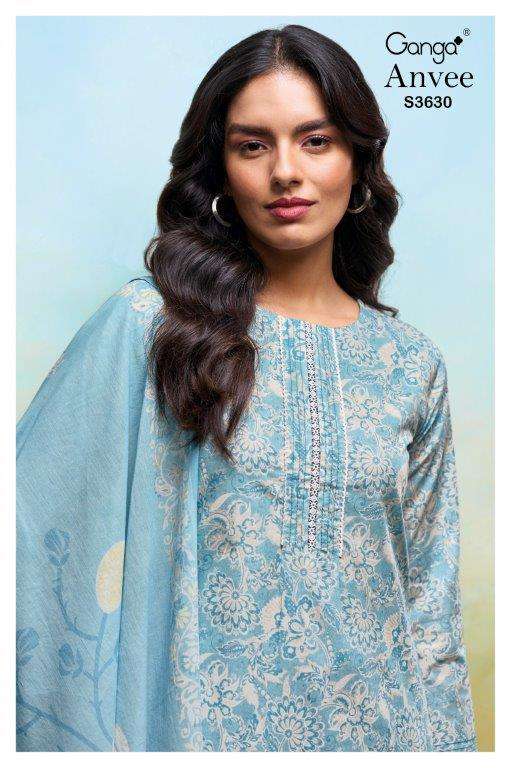 GANGA FASHION ANVEE S3630-A TO S3630-D SERIES PURE COTTON PRINTED EMBROIDERY DRESSES-00252