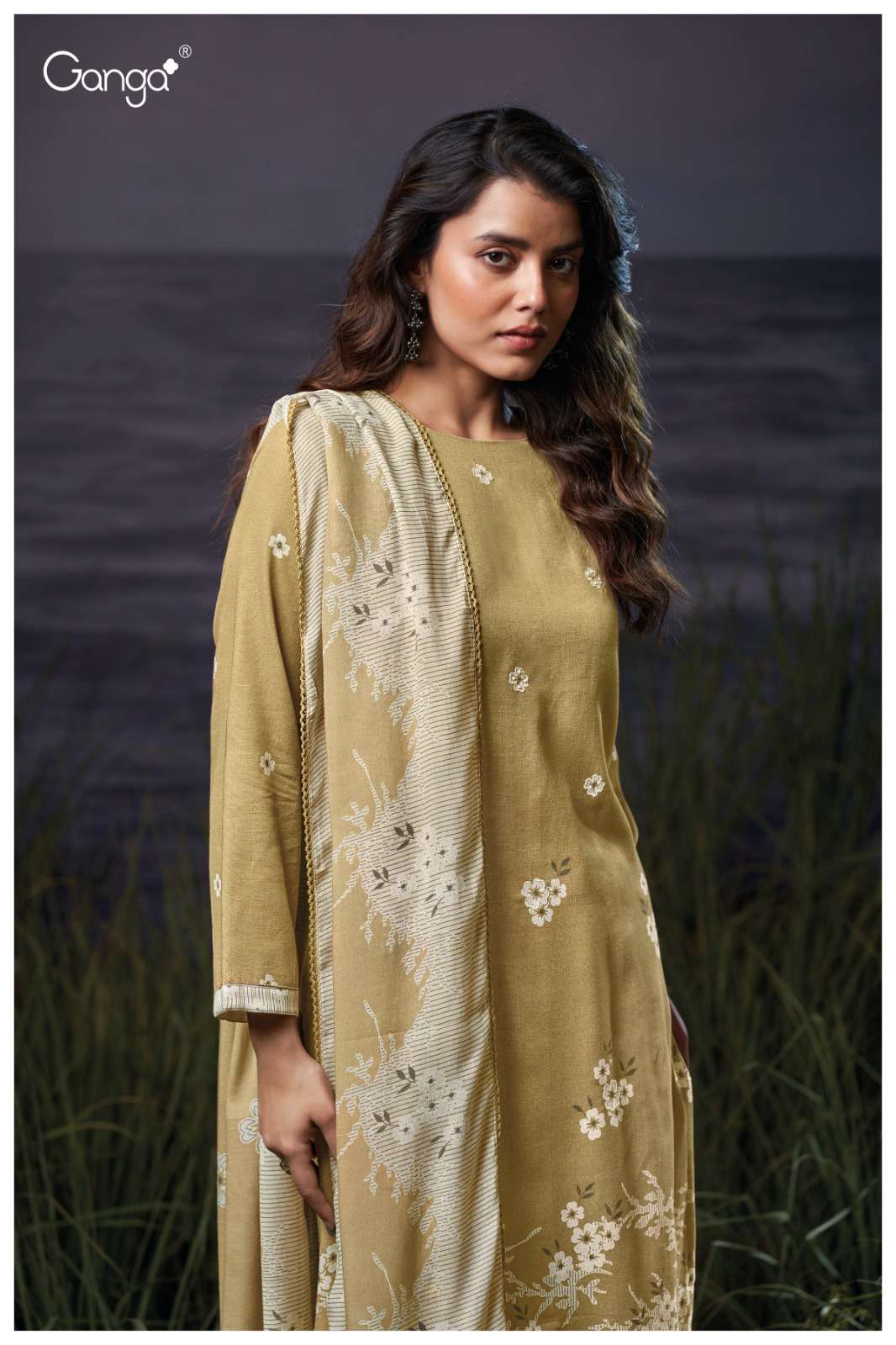 GANGA FASHION FAREN S3556-A TO S3556-D SERIES PURE COTTON PRINTED EMBROIDERY DRESSES-00252
