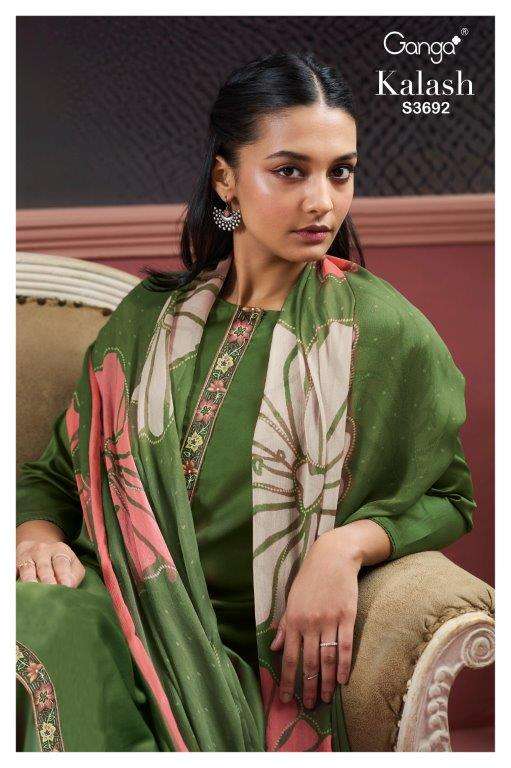 GANGA FASHION KALASH S3692-A TO S3692-D SERIES PURE COTTON SILK PRINTED DRESSES-00252