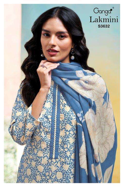 GANGA FASHION LAKMINI  S3632-A TO S3632-D SERIES PURE COTTON PRINTED EMBROIDERY DRESSES-00252
