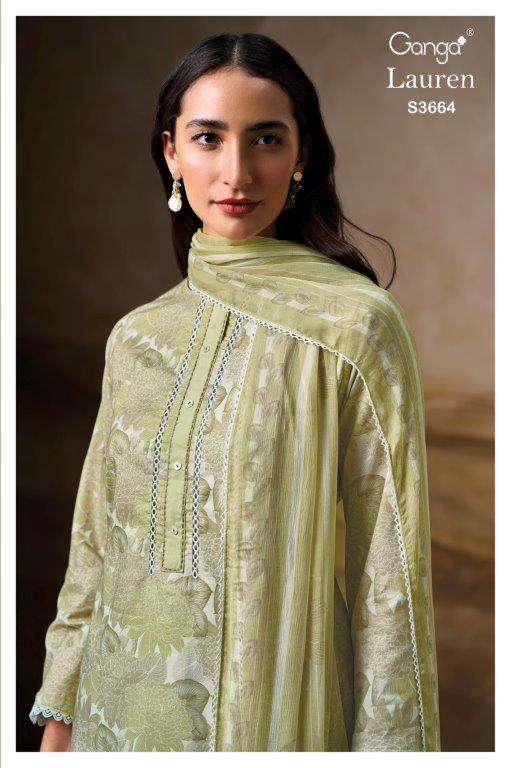 GANGA FASHION LAUREN S3664-A TO S3664-D SERIES PURE COTTON PRINTED EMBROIDERY DRESSES-00252