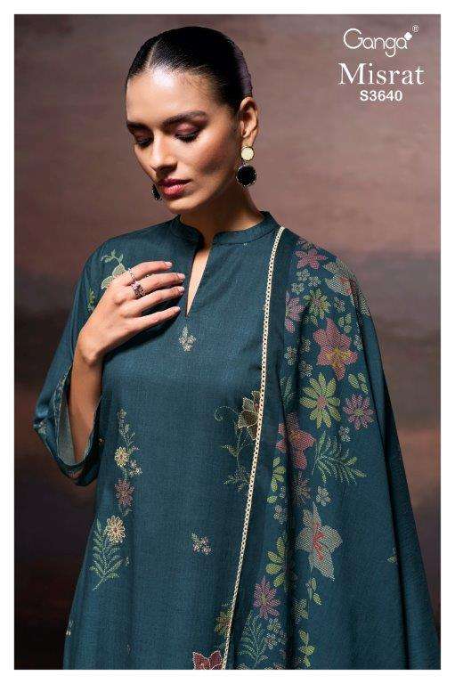 GANGA FASHION MISRAT S3640-A TO S3640-D SERIES PURE COTTON PRINTED EMBROIDERY DRESSES-00252