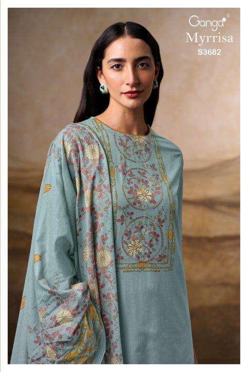GANGA FASHION MYRRISA S3682-A TO S3682-D SERIES PURE COTTON PRINTED DRESSES-00252