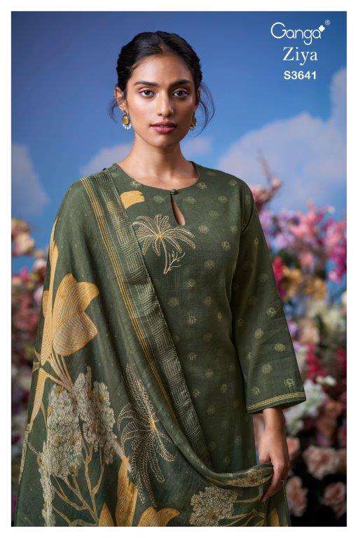 GANGA FASHION ZIYA S3641-A TO S3641-D SERIES PURE COTTON PRINTED EMBROIDERY DRESSES-00252