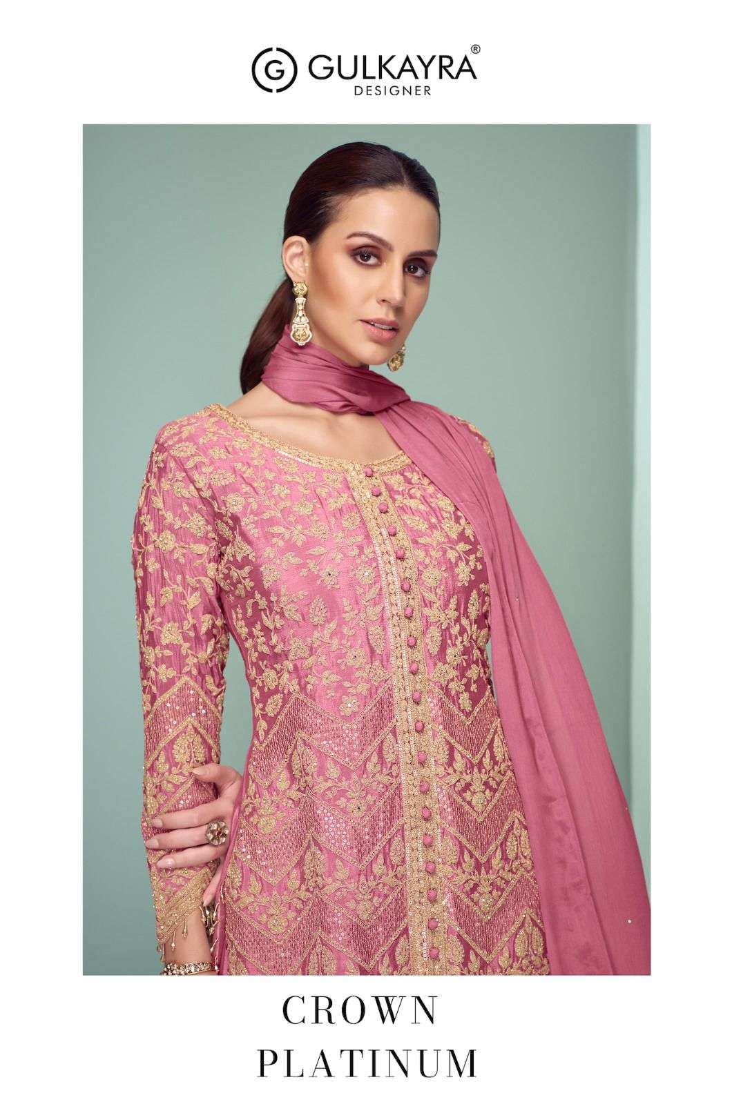 GULKAYRA CROWN PLATINUM 509-A TO 509-D SERIES PURE CHINON EMBROIDERY DRESSES-00150