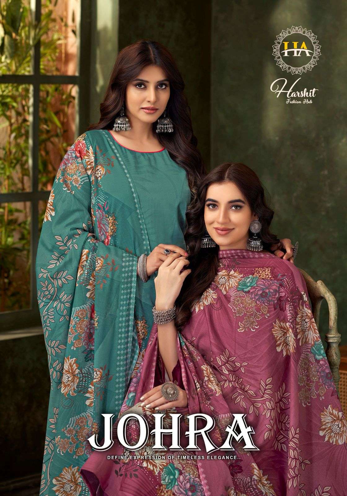 HARSHIT FASHION HUB JOHRA PURE COTTON PRINTED HAND WORK DRESSES-00201