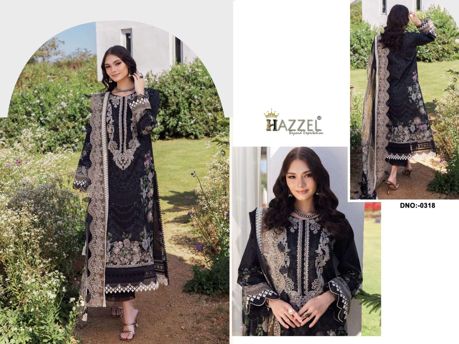 HAZZEL 318 COLOUR HEAVY EMBROIDERY COTTON PRINTED PAKISTANI DRESS-00071