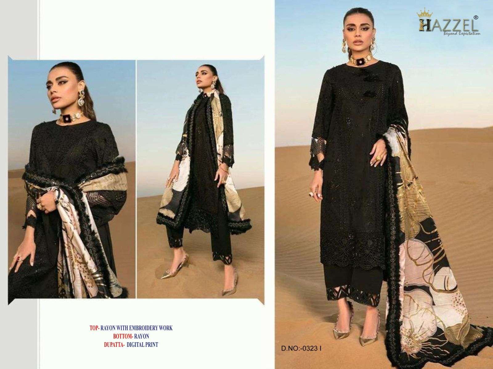 HAZZEL 323 COLOUR HEAVY EMROIDERY RAYON PAKISTANI DRESSES-00071