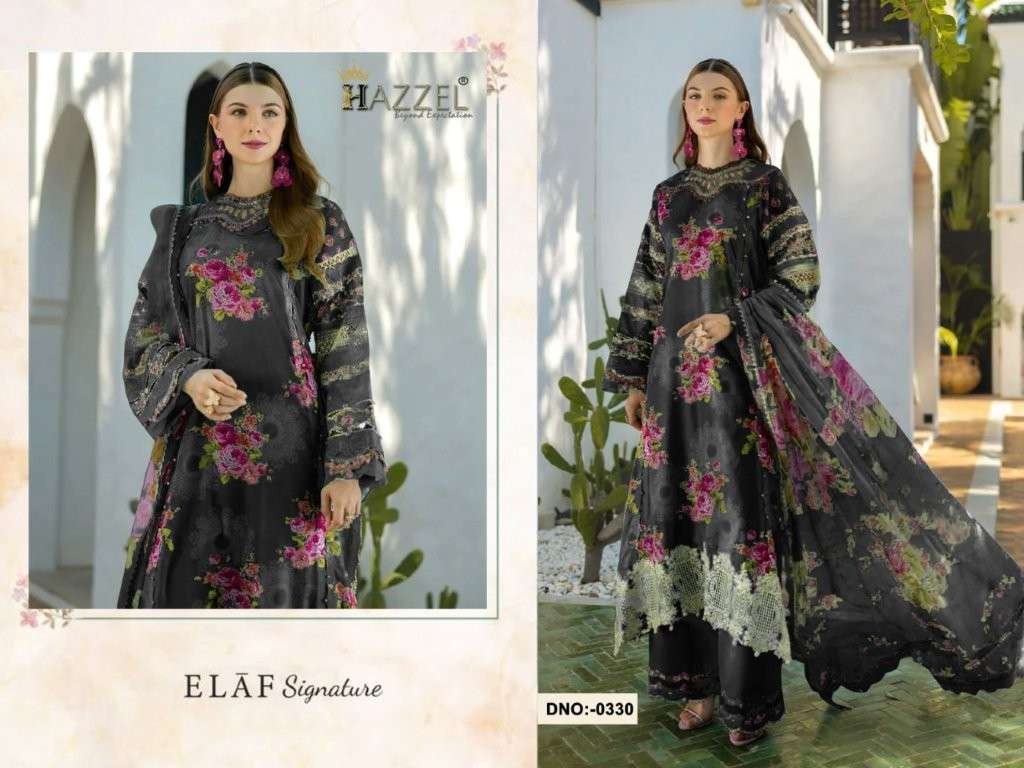 HAZZEL 329-330 SERIES PURE COTTON PRINTED EMBROIDERY PAKISTANI DRESSES-00011