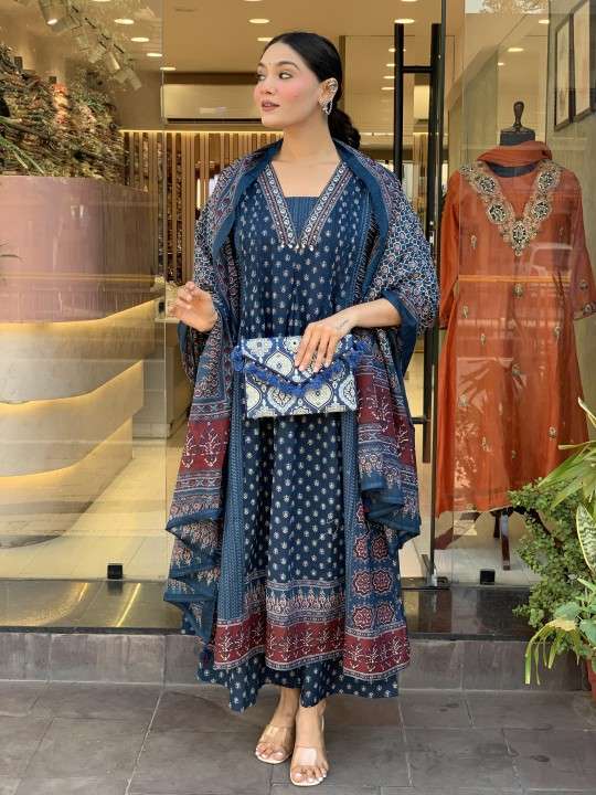 HIMANSHI VOL-837 BY ASLIWHOLESALE DESIGNER PURE COTTON PRINTED DRESS-00211
