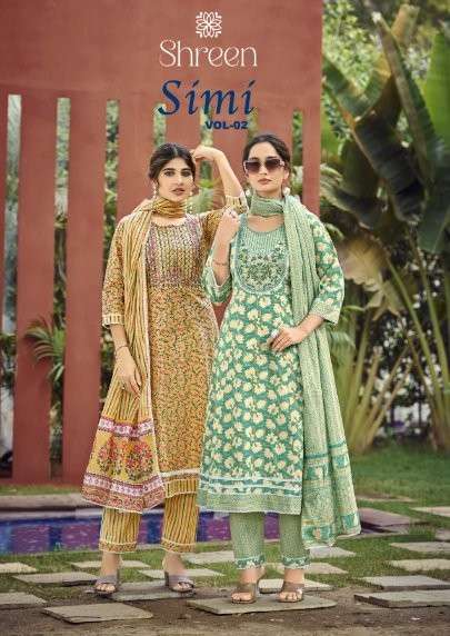 HINAYA SHREEN SIMI VOL-02 1001 TO 1004 SERIES PURE COTTON PRINTED DRESSES-00140