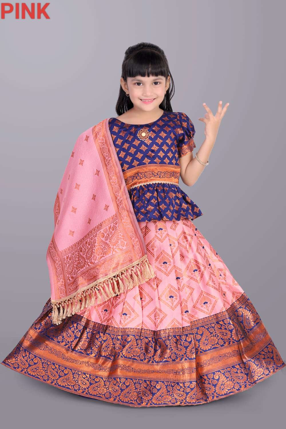 61 SERIES  BY ASLIWHOLESALE DESIGNER PURE JACQUARD EMBROIDERY PRINTED KIDS LEHENGAS-00293