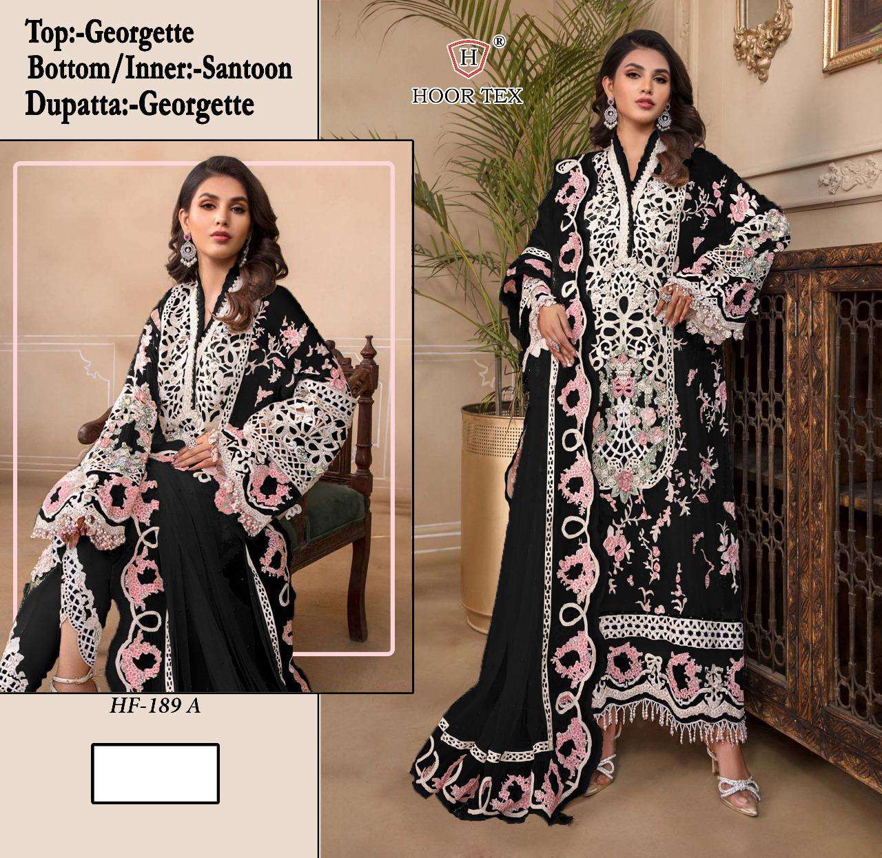 HOOR TEX HF-189 COLOUR PURE FAUX GEORGETTE EMBROIDERY PAKISTANI DRESSES-00020