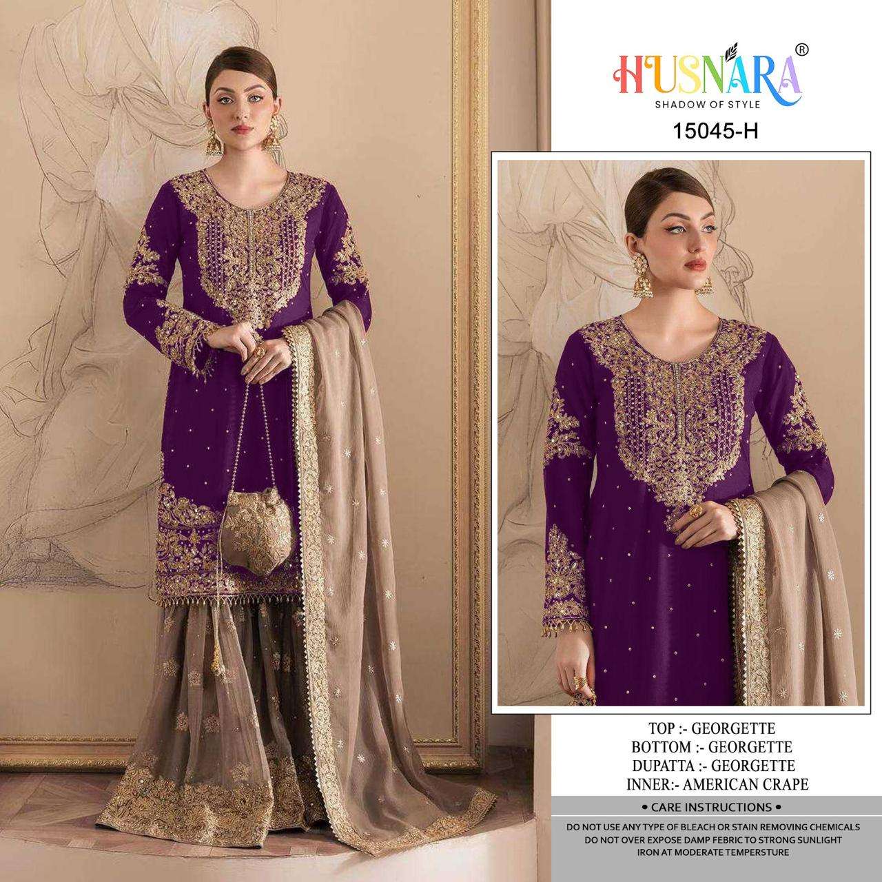 HUSNARA 15045-H BY ASLIWHOLESALE DESIGNER PURE GEORGETTE EMBROIDERY PAKISTANI DRESSES-00272