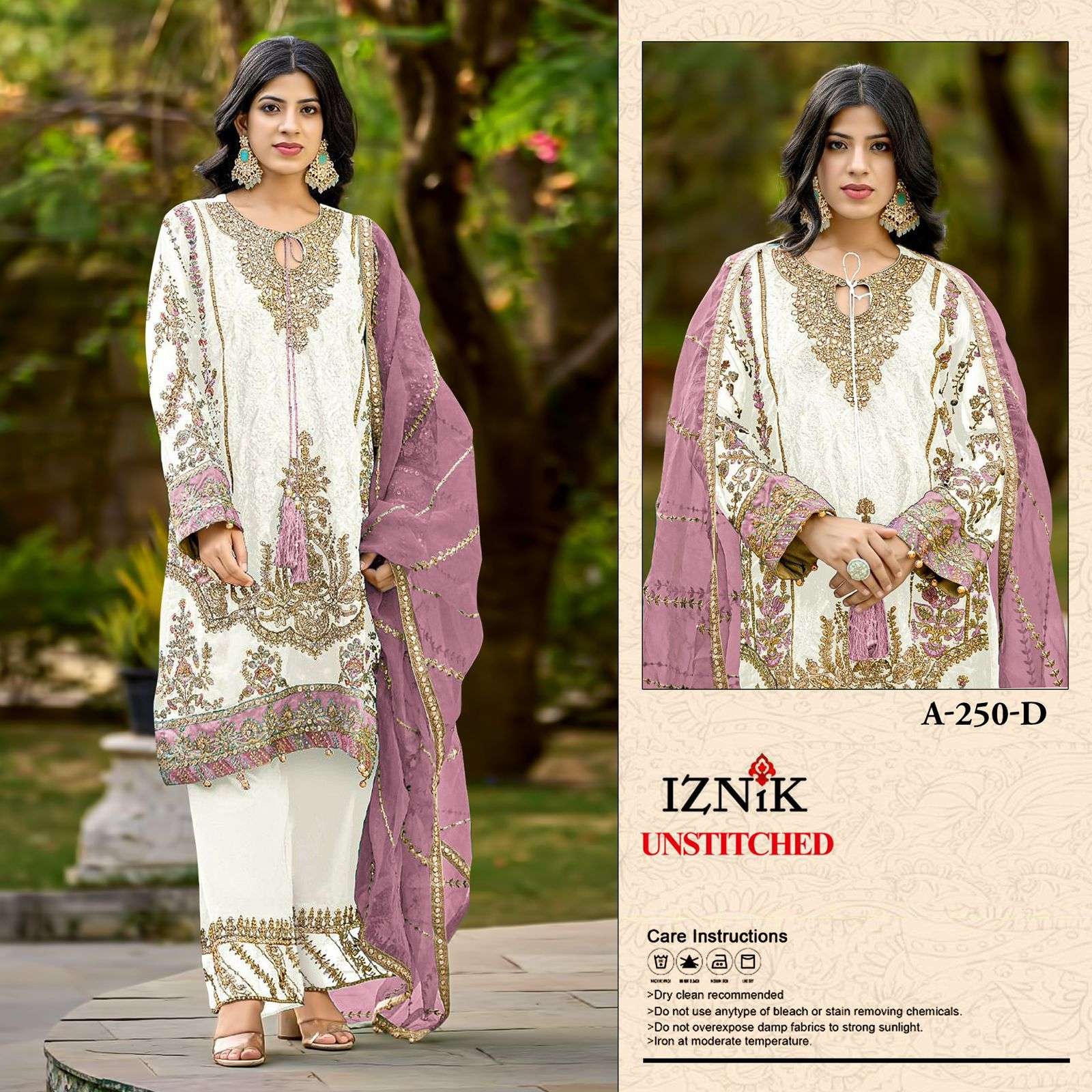 IZNIK A-250 PURE CAMBRIC EMBROIDERY PAKISTANI DRESSES-00201
