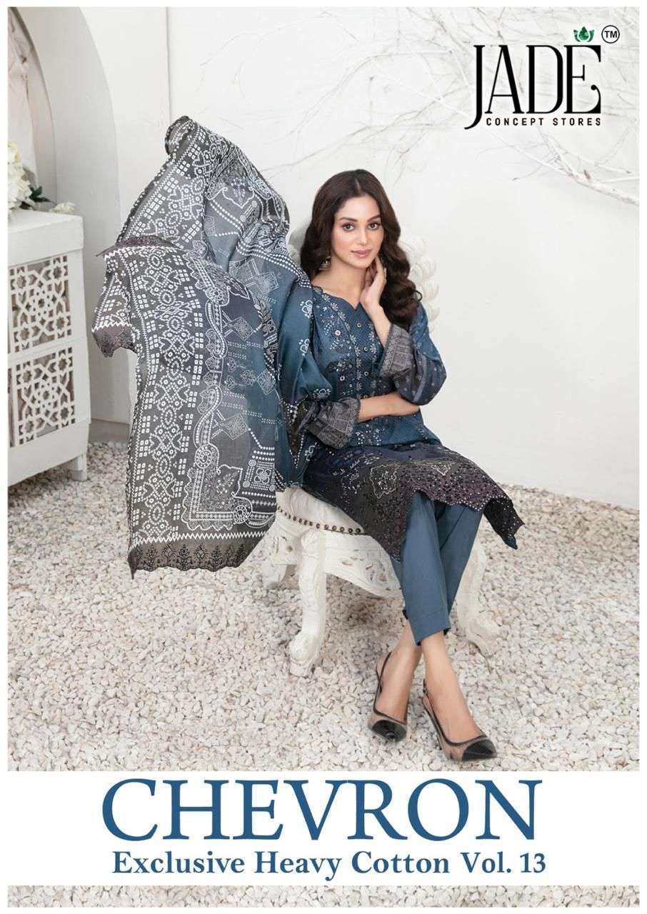 JADE CHEVRON EXCLUSIVE VOL-13 121 TO 126 SERIES PURE COTTON PRINTED PAKISTANI DRESSES-00062