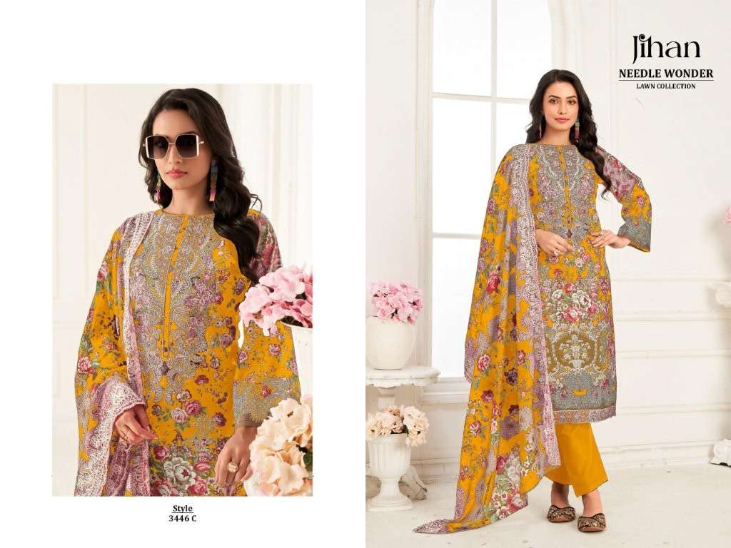 JIHAN 3446 COLOUR HEAVY COTTON PRINTED PAKISTANI DRESS-00071