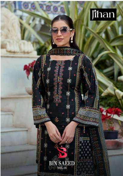JIHAN BIN SAEED VOL-16 HEAVY EMBROIDERY LAWN PRINTED PAKISTANI DRESSES-00011