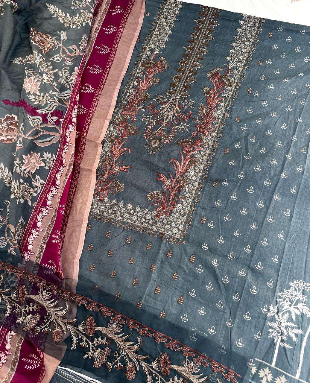 JIHAN CHEVRON LUXURY LAWN COLLECTION 3374 SERIES PURE HEAVY LAWN COTTON EMBROIDERY PAKISTANI DRESSES...