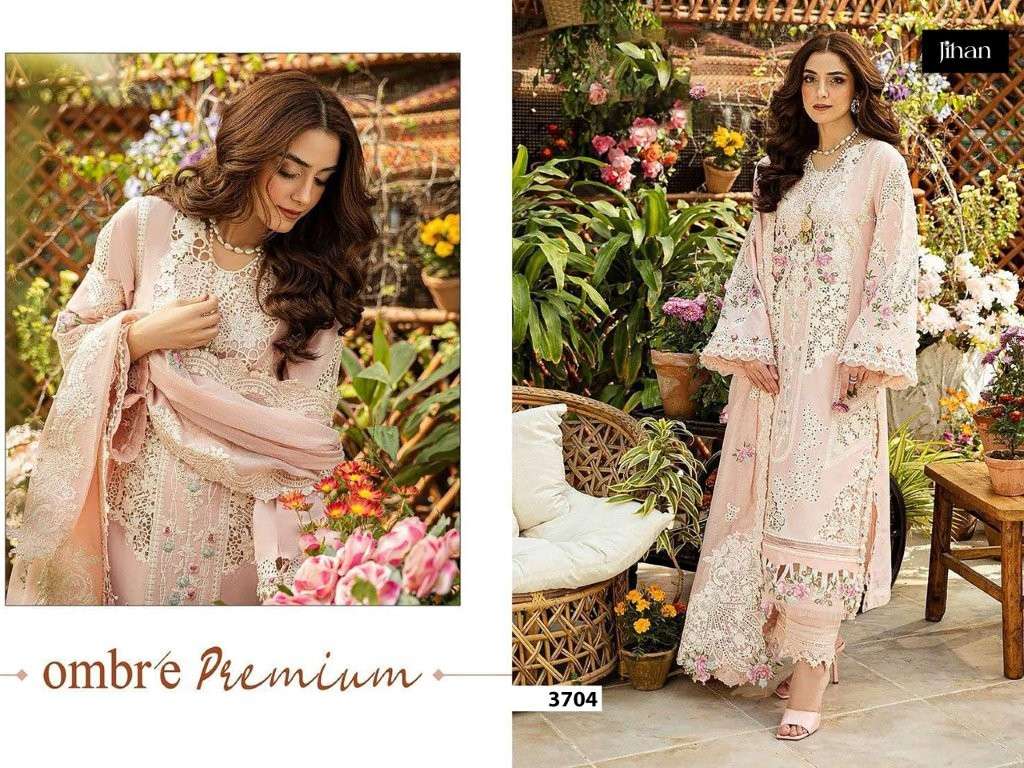 JIHAN OMBRE PREMIUM 3704 TO 3706 SERIES PURE COTTON EMBROIDERY PAKISTANI DRESSES-00011