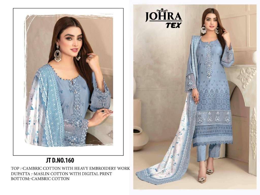 JOHRA TEX JT-160 PURE COTTON CAMBRIC EMBROIDERY PAKISTANI DRESS-00201