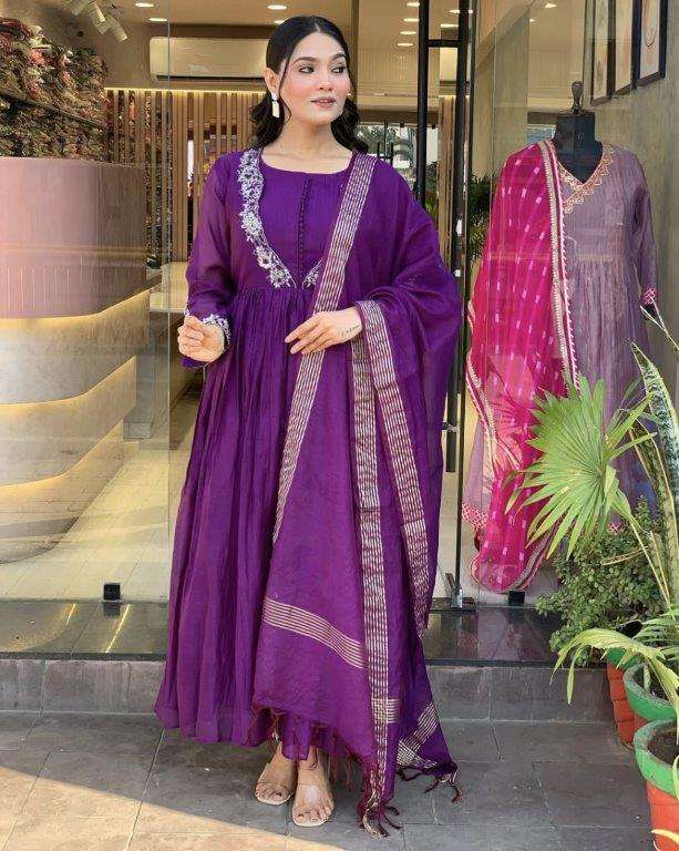 JOLLY BY ASLIWHOLESALE DESIGNER PURE VISCOSE CHINON EMBROIDERY DRESSES-00264