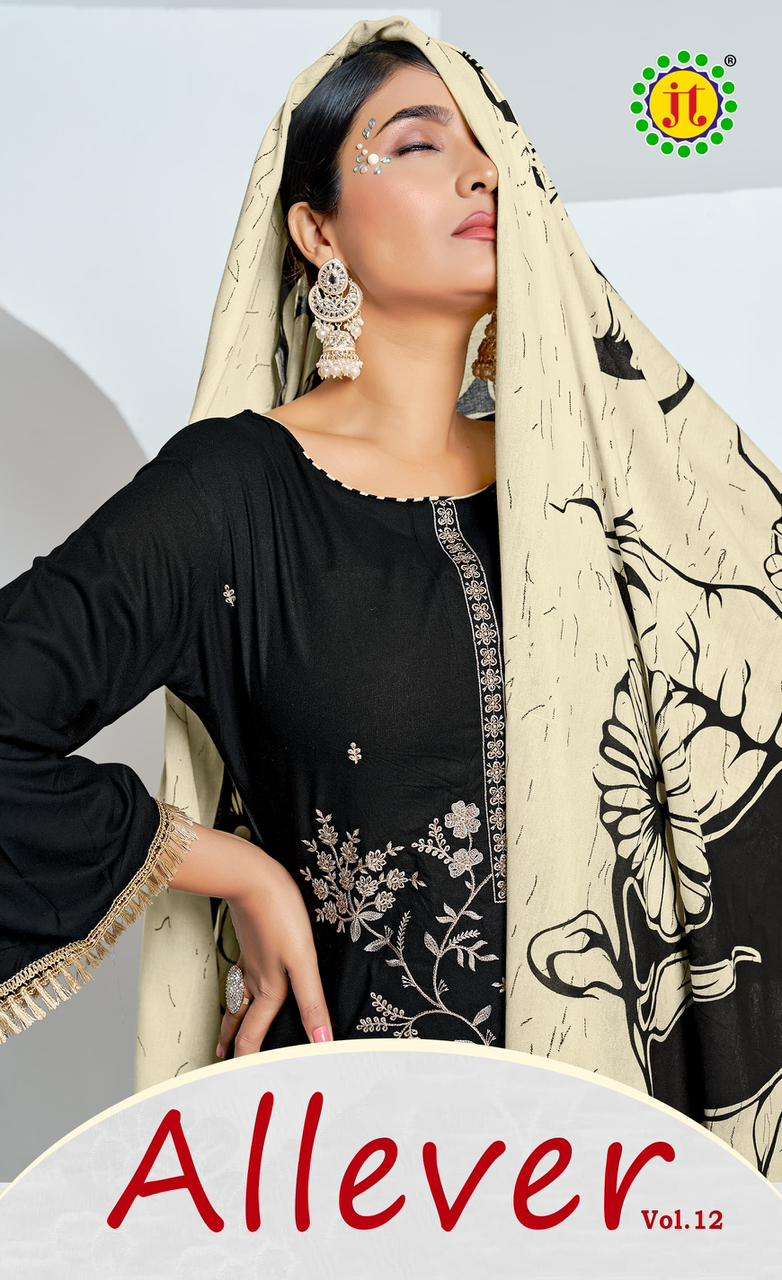 JT TEXTILE ALLEVER VOL-12 PURE RAYON EMBROIDERY PAKISTANI DRESSES-00201