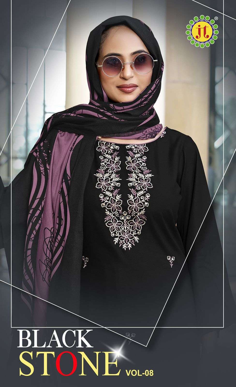 JT TEXTILE BLACK STONE VOL-08 PURE RAYON PRINTED PAKISTANI DRESSES-00201