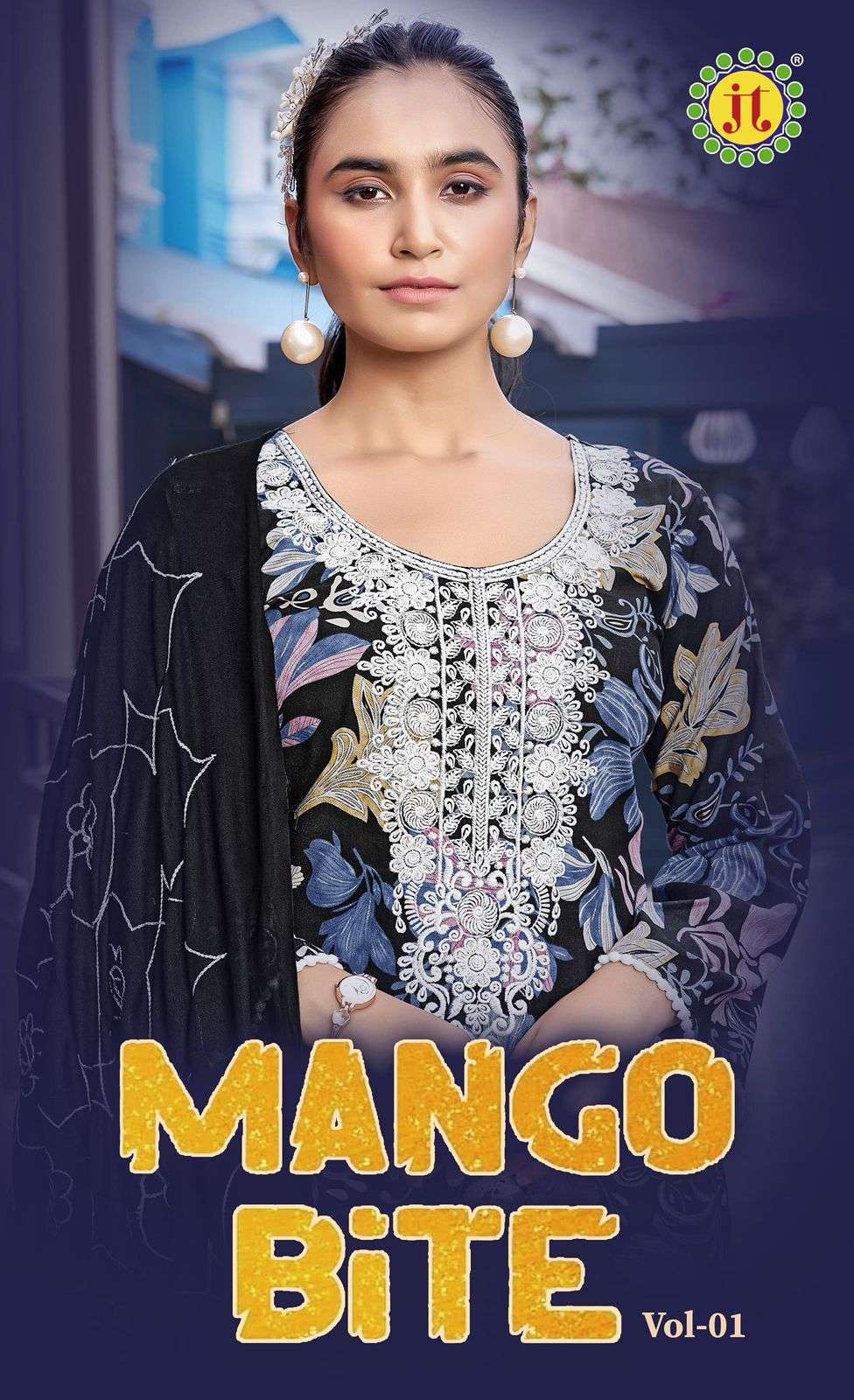JT TEXTILE MANGO BITE PURE RAYON EMBROIDERY PAKISTANI DRESSES-00201