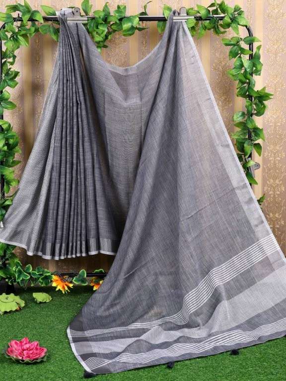 KARAGIRI BY ASLIWHOLESALE DESIGNER PURE LIENEN COTTON PRINTED SAREES-00281