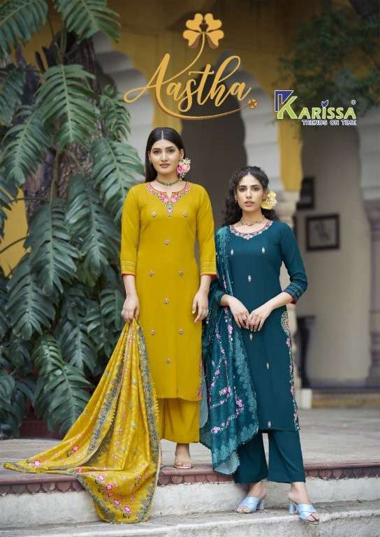 KARISSA AASTHA 1001 TO 1004 SERIES PURE RAYON PREMIUM HAND WORK DRESSES-00140
