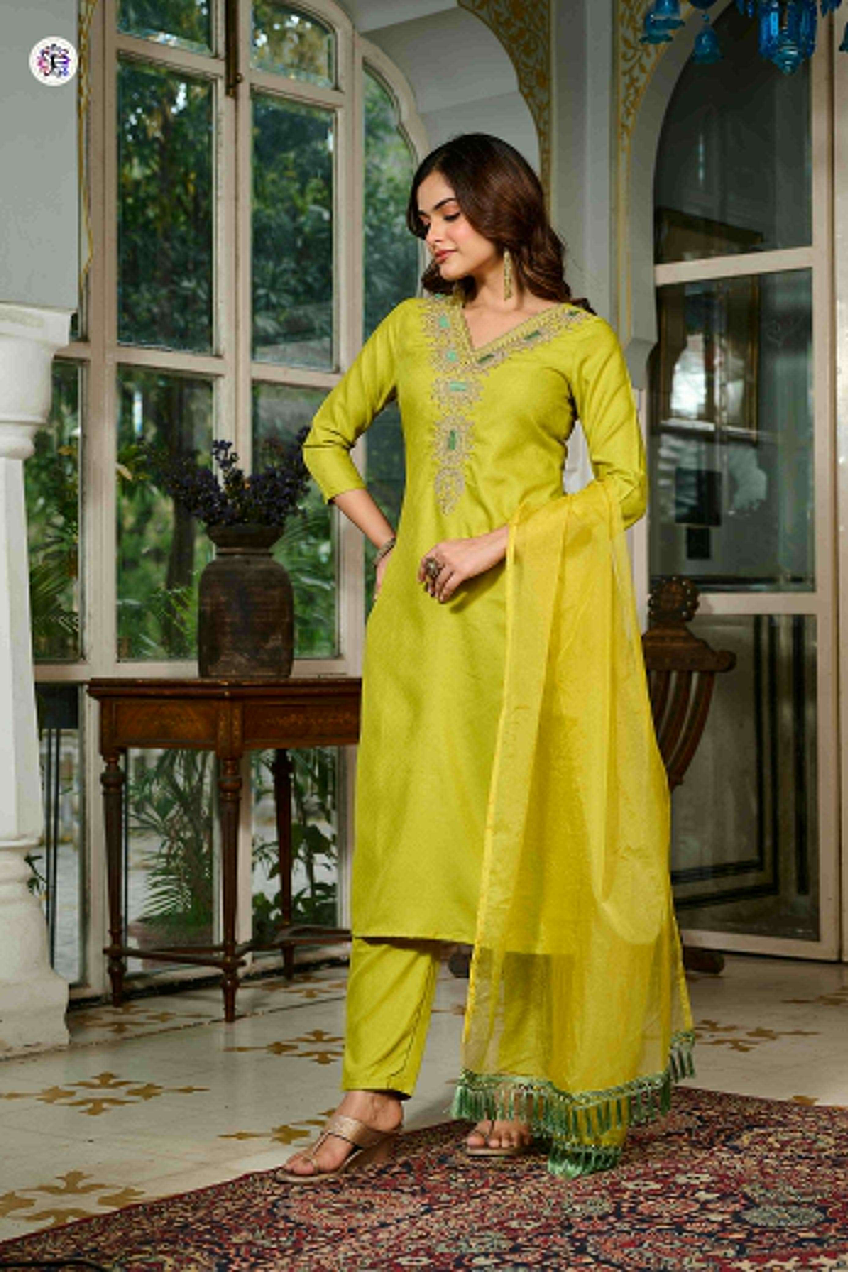 KF-124 BY ASLIWHOLESALE DESIGNER PURE VISCOSE RAYON EMBROIDERY DRESSES-00096