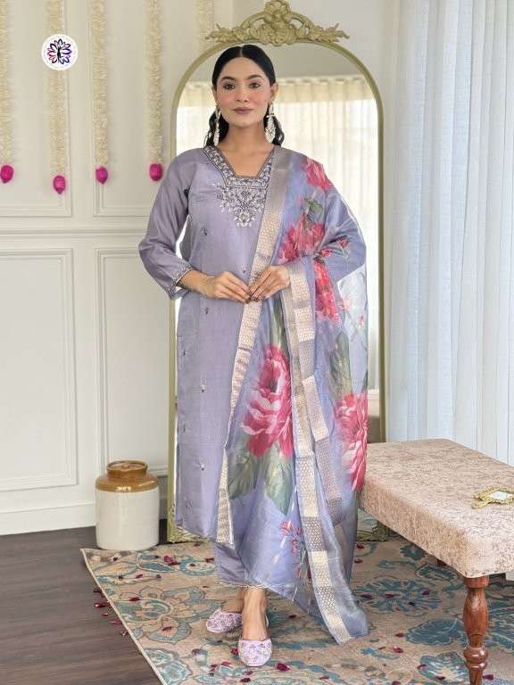 KF-218 COLOUR BY ASLIWHOLESALE DESIGNER PURE CHANDERI SILK DRESS-00096