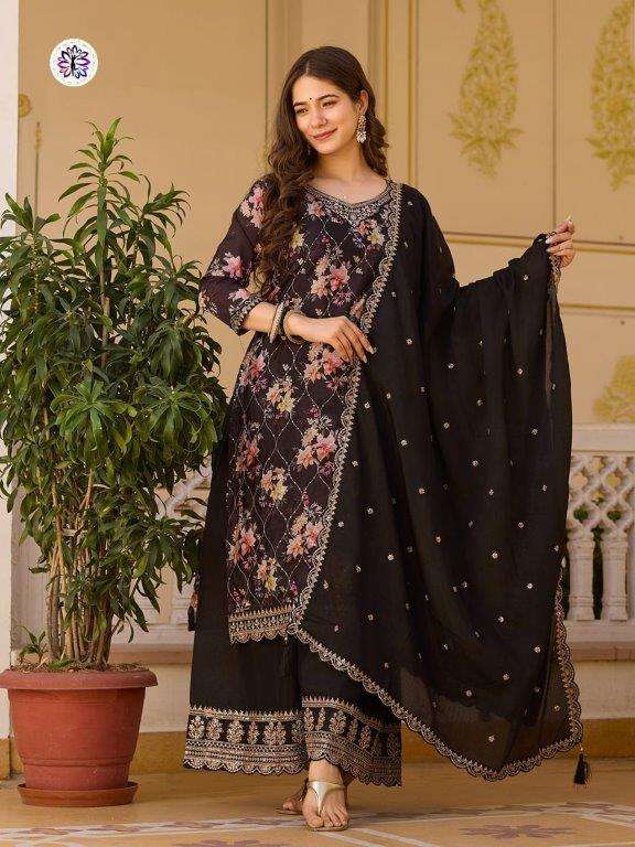 KF-3201 BY ASLIWHOLESALE DESIGNER PURE CHINON EMBROIDERY DRESSES-00096