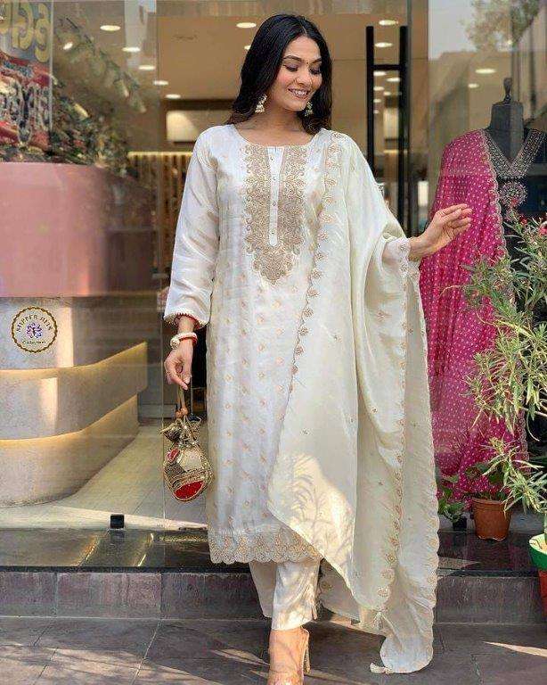 KF-4032 BY ASLIWHOLESALE DESIGNER PURE VISCOSE JACQUARD EMBROIDERY DRESSES-00096