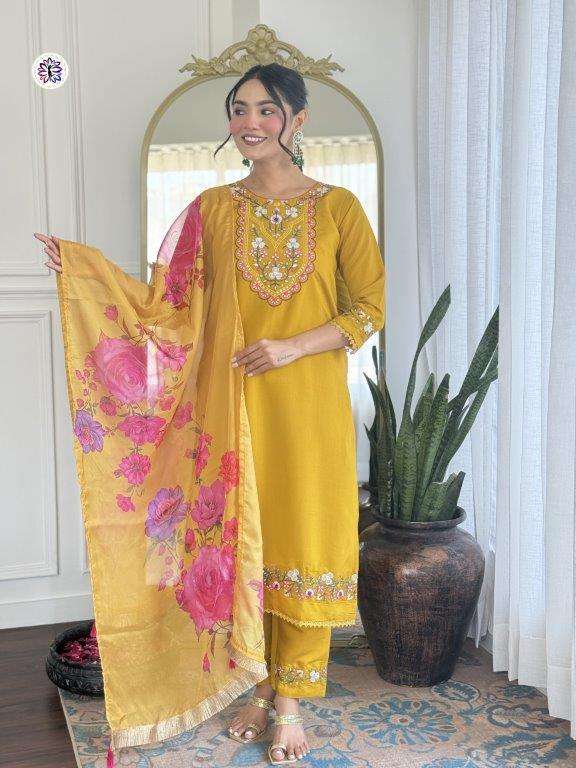 KF-5117 BY ASLIWHOLESALE DESIGNER PURE CHANDERI EMBROIDERY DRESSES-00096